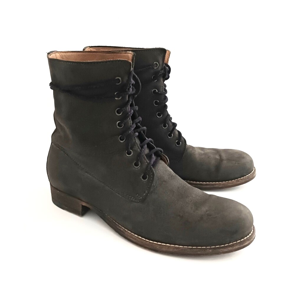 Peter Nappi Premium Dk Gray Leather Ankle Boot Handcrafted in Italy Lace Up Sz 9